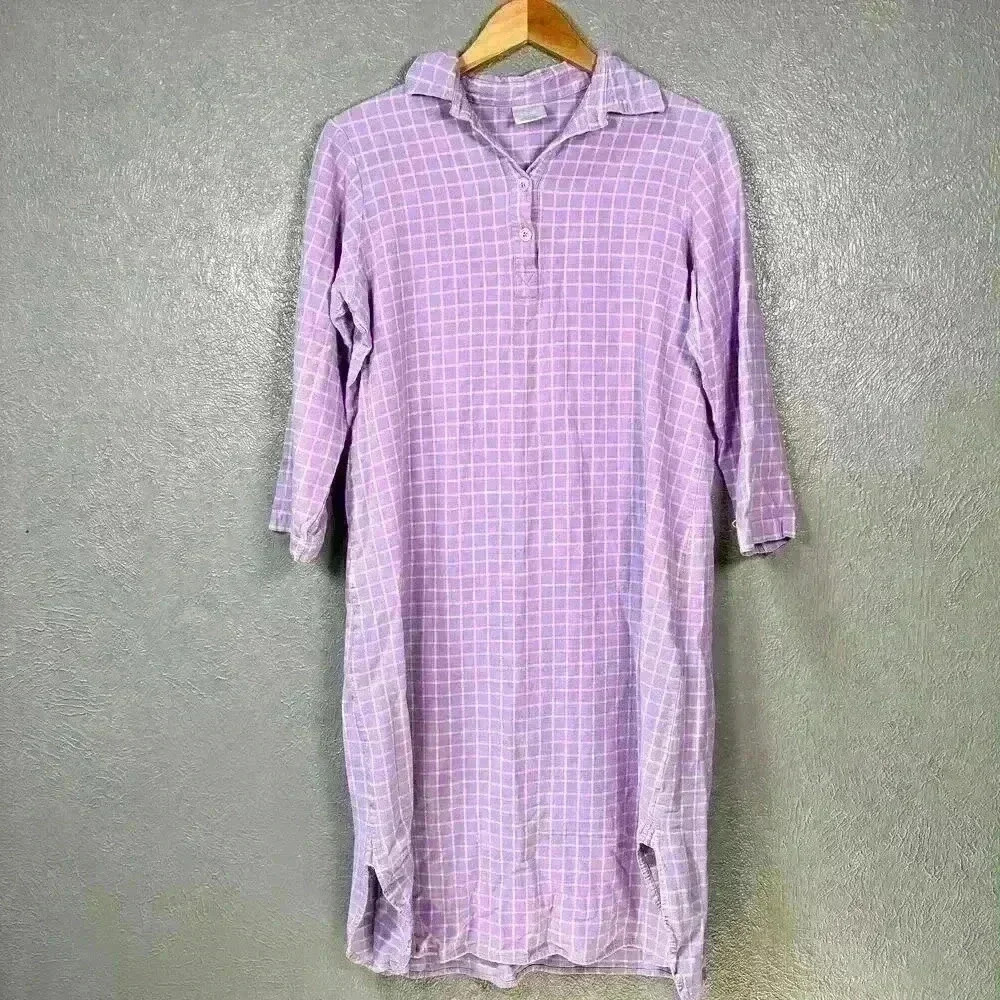 CABERNET SLEEPWEAR Purple ¾ Sleeve Long Super Cozy Flannel Nightgown Women L